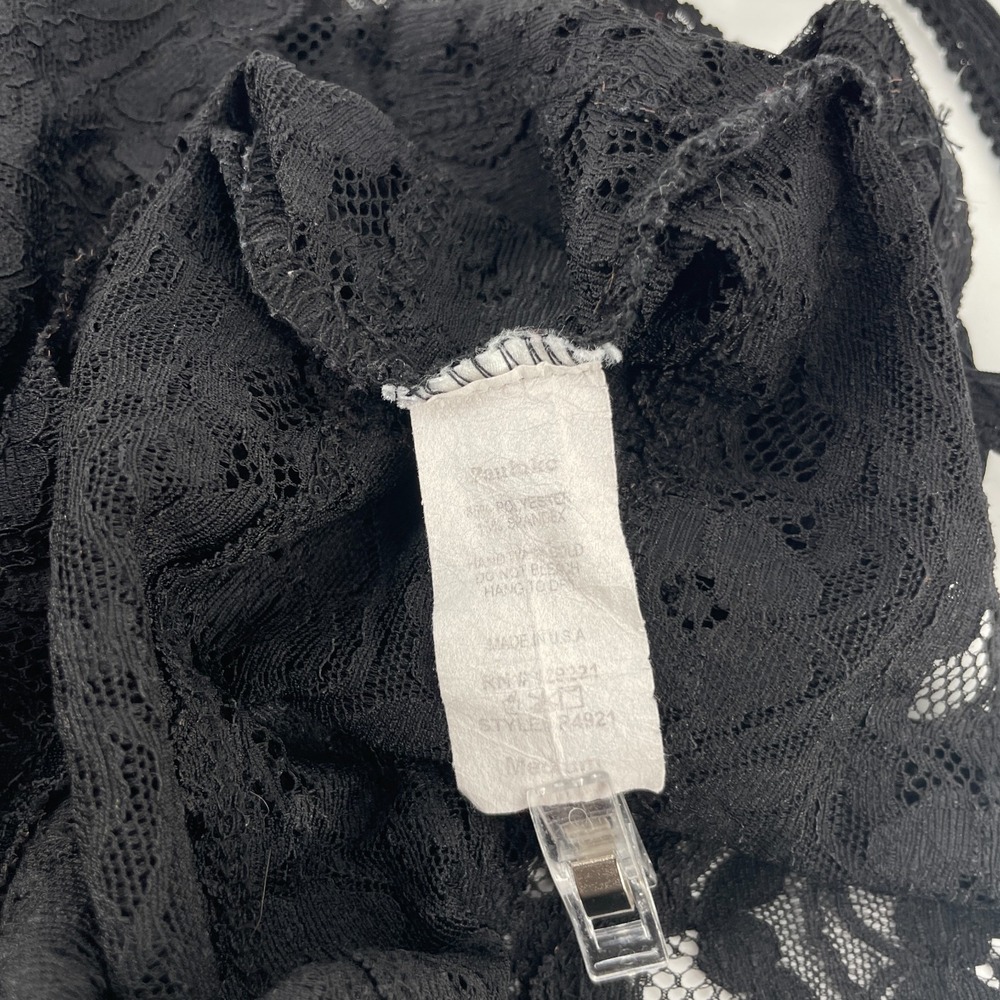 Vintage Babydoll Tank Top M Black Lace Whimsigoth Y2K Fairy Grunge Fitted Sheer - Picture 7 of 11